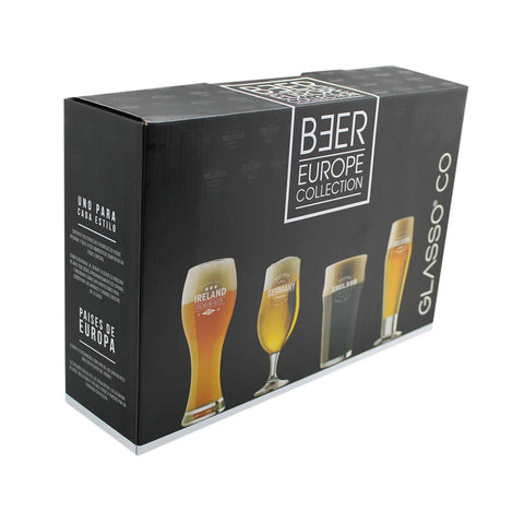 Set 4 Vasos Cerveceros Glasso Europa Premium Bar Quincho Bbq